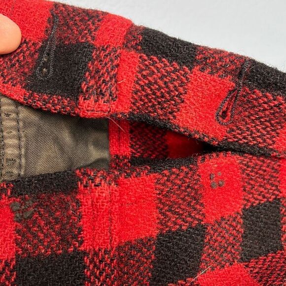 Johnson Woolen Mills Vintage Red Black Buffalo Check Wool Hunting Coat Jacket S - Picture 9 of 10